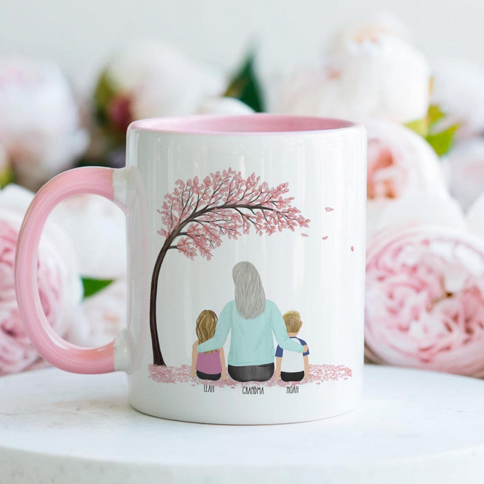 Grandmother and Kids Personalized Coffee Mug | Custom Illustration | Mother's Day Gift
