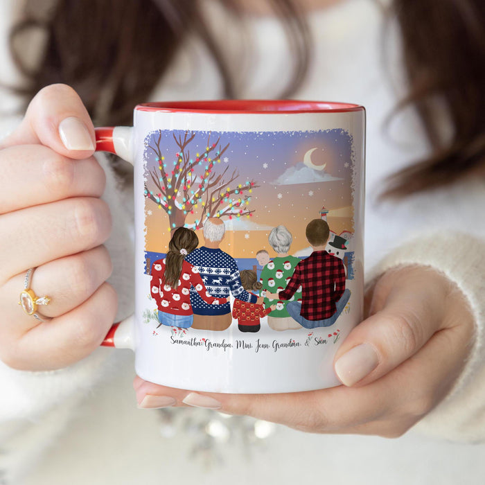 Grandparents and Grandkids Family Personalized Coffee Mug | Custom Illustration | Mother's Day Gift