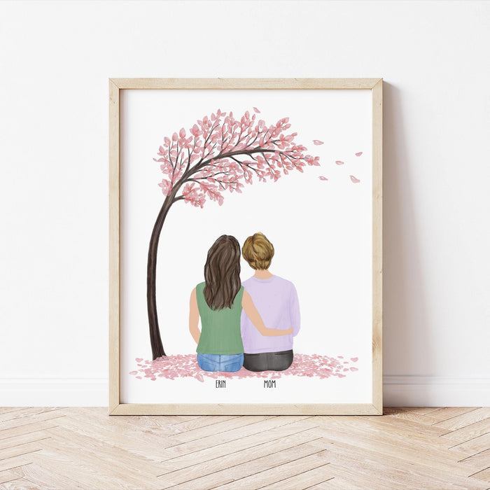 Mother and Daughter Personalized Wall Art | Custom Illustration | Mother's Day Gift