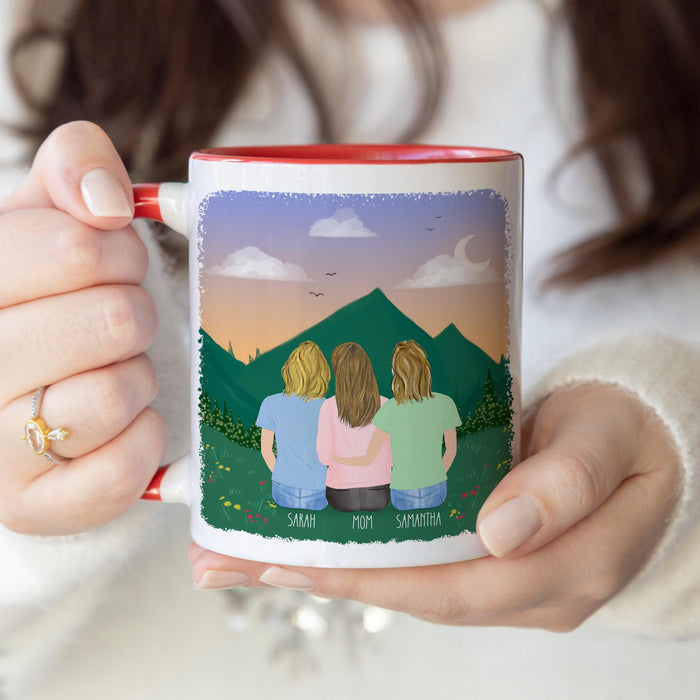 Mom and Daughters Personalized Coffee Mug | Custom Illustration | Mother's Day Gift