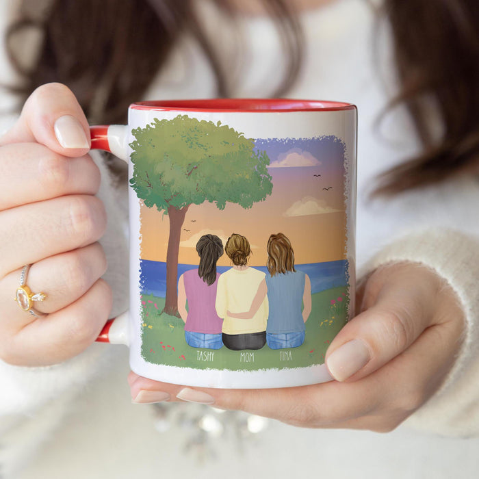 Mom and Daughters Personalized Coffee Mug | Custom Illustration | Mother's Day Gift