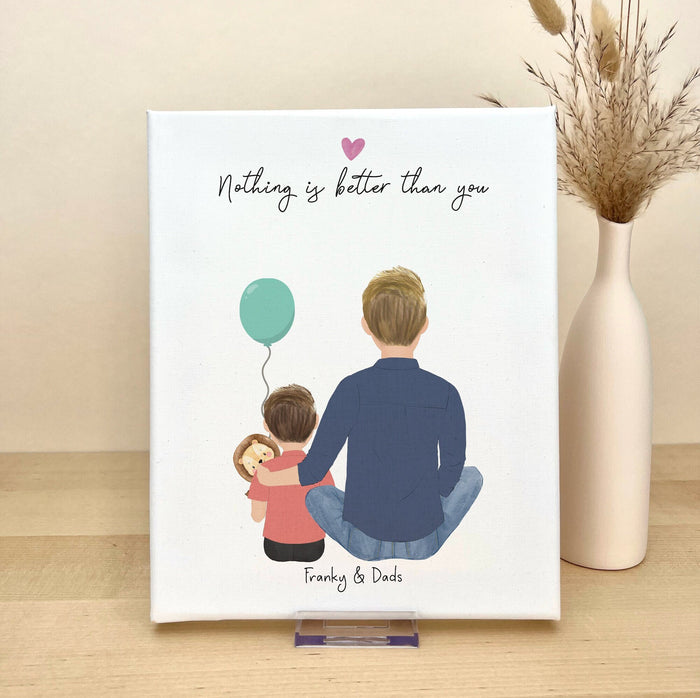 Dad and Little Boy Personalized Canvas Print | Custom Wall Art | Father's Day Gift