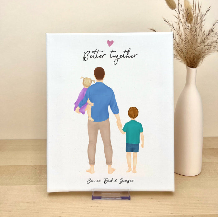 with Dad and kids. Personalized Canvas Print | Custom Wall Art | Father's Day Gift