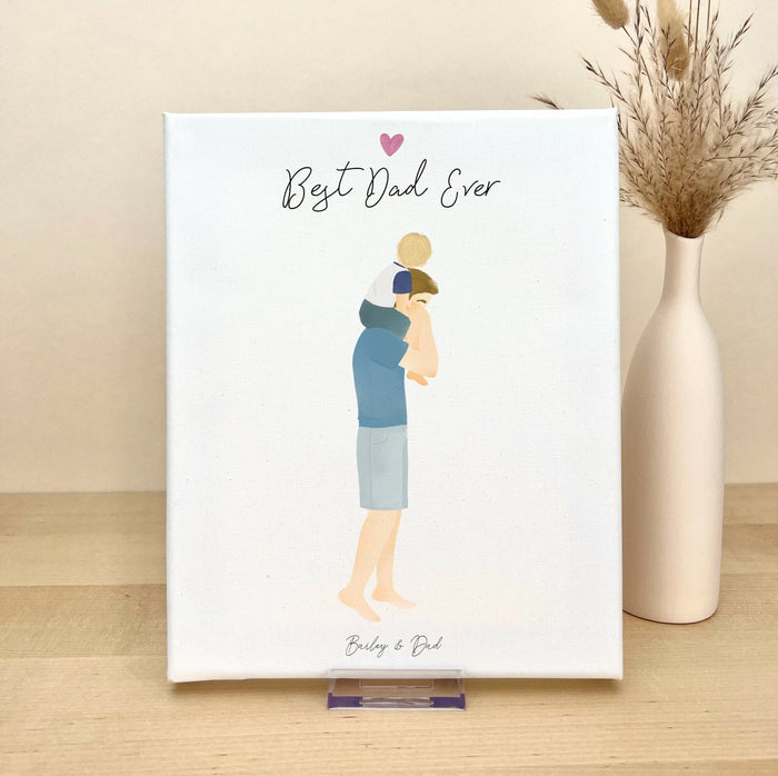 Dad and Son in shoulders Personalized Canvas Print | Custom Wall Art | Father's Day Gift