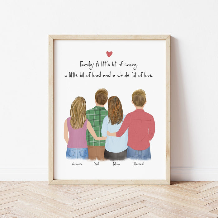 with the whole Family Personalized Wall Art | Custom Illustration | Mother's Day Gift