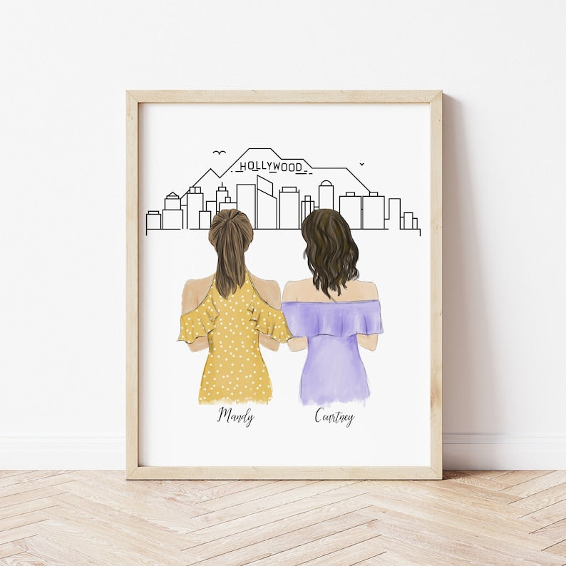 City Girls personalized wall art - custom illustration by Catia Creative