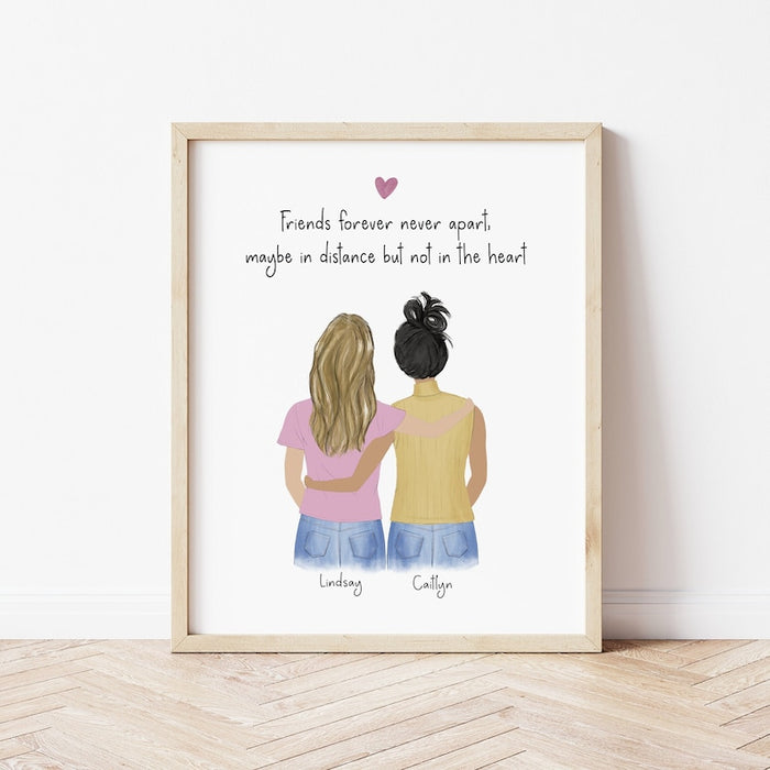Best Friends Gift Personalized Wall Art | Custom Illustration | Best Friends Gift