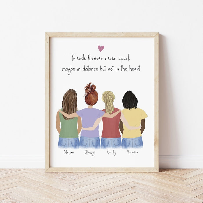 Best Friends Personalized Wall Art | Custom Illustration | Best Friends Gift