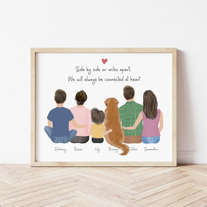 Full House Family and Dog Personalized Wall Art | Custom Illustration | Mother's Day Gift