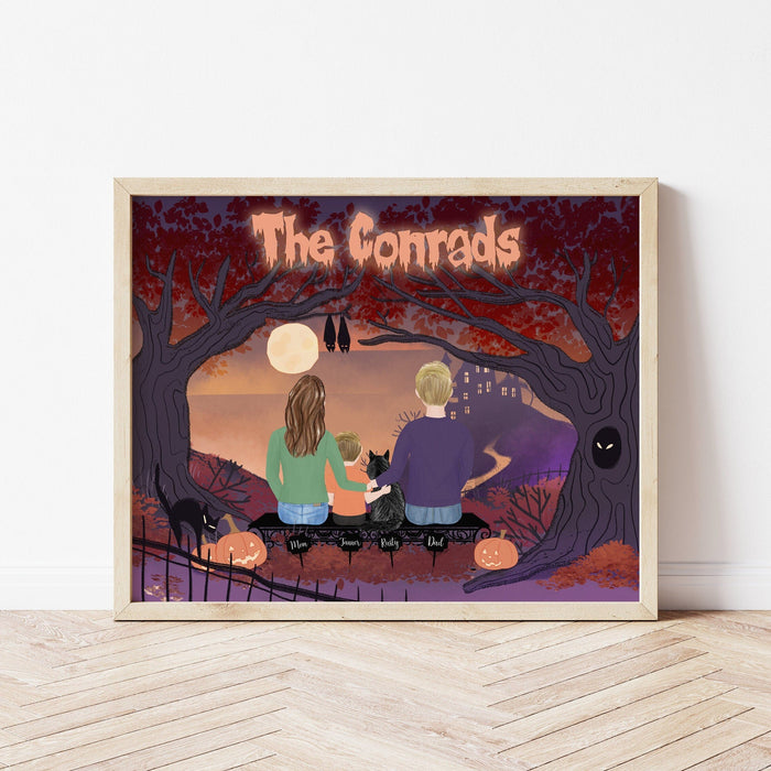 Young Family with Pet Personalized Wall Art | Custom Illustration | Family Gift