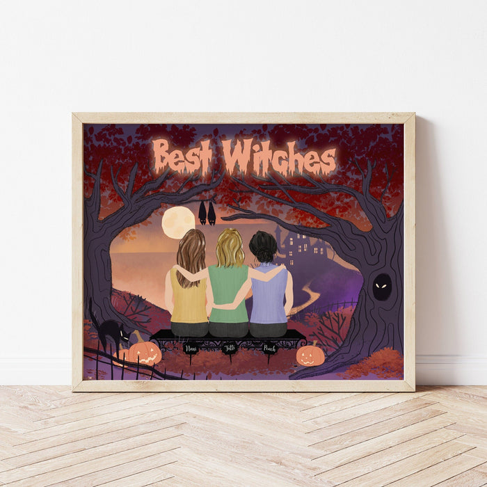 Haunted Best Friends Personalized Wall Art | Custom Illustration | Best Friends Gift