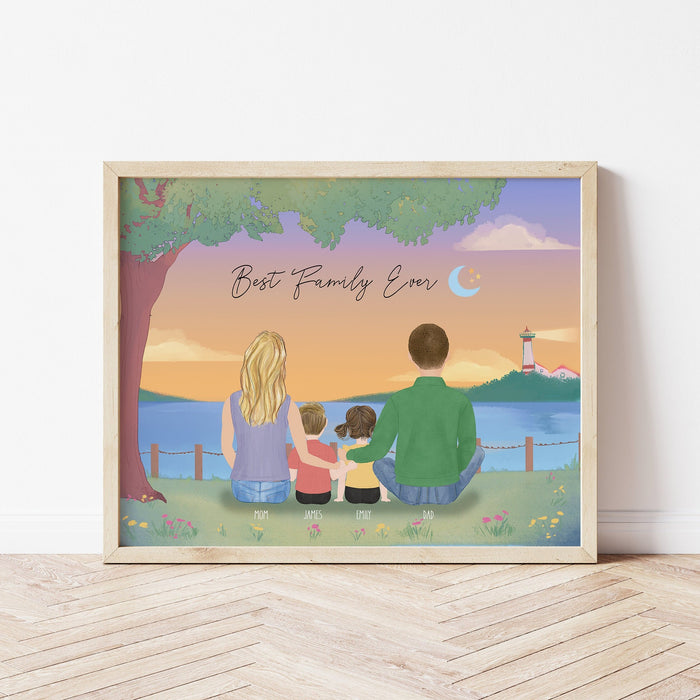 Family and Kids Personalized Wall Art | Custom Illustration | Mother's Day Gift