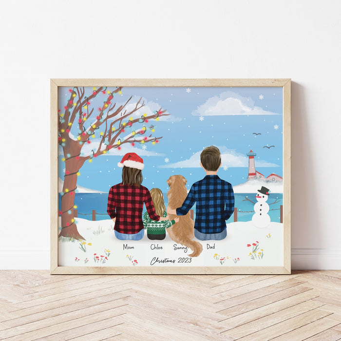 Family with little Kids Personalized Wall Art | Custom Illustration | Mother's Day Gift
