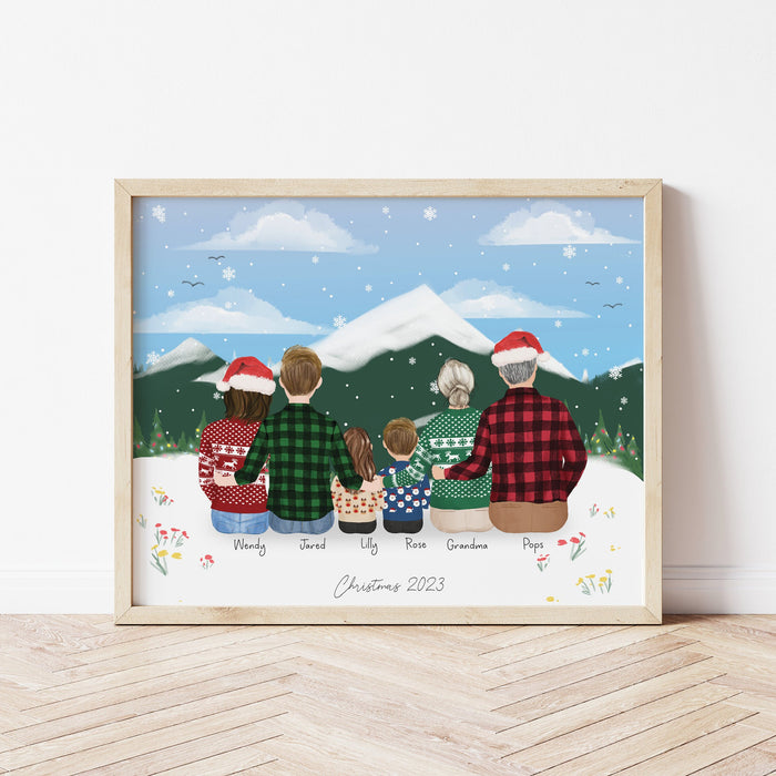 Happy Family Personalized Wall Art | Custom Illustration | Mother's Day Gift