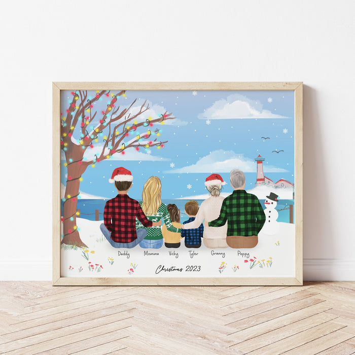 Happy Family Personalized Wall Art | Custom Illustration | Mother's Day Gift