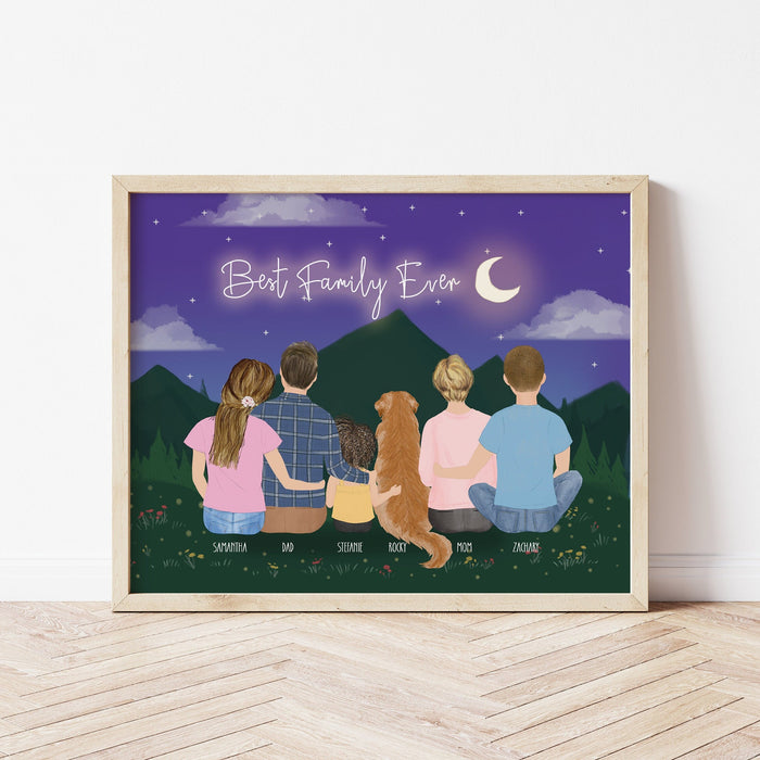 Family and Pet Personalized Wall Art | Custom Illustration | Mother's Day Gift