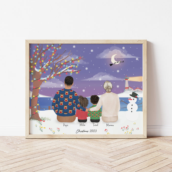 Grandchildren and Grandparents Personalized Wall Art | Custom Illustration | Father's Day Gift