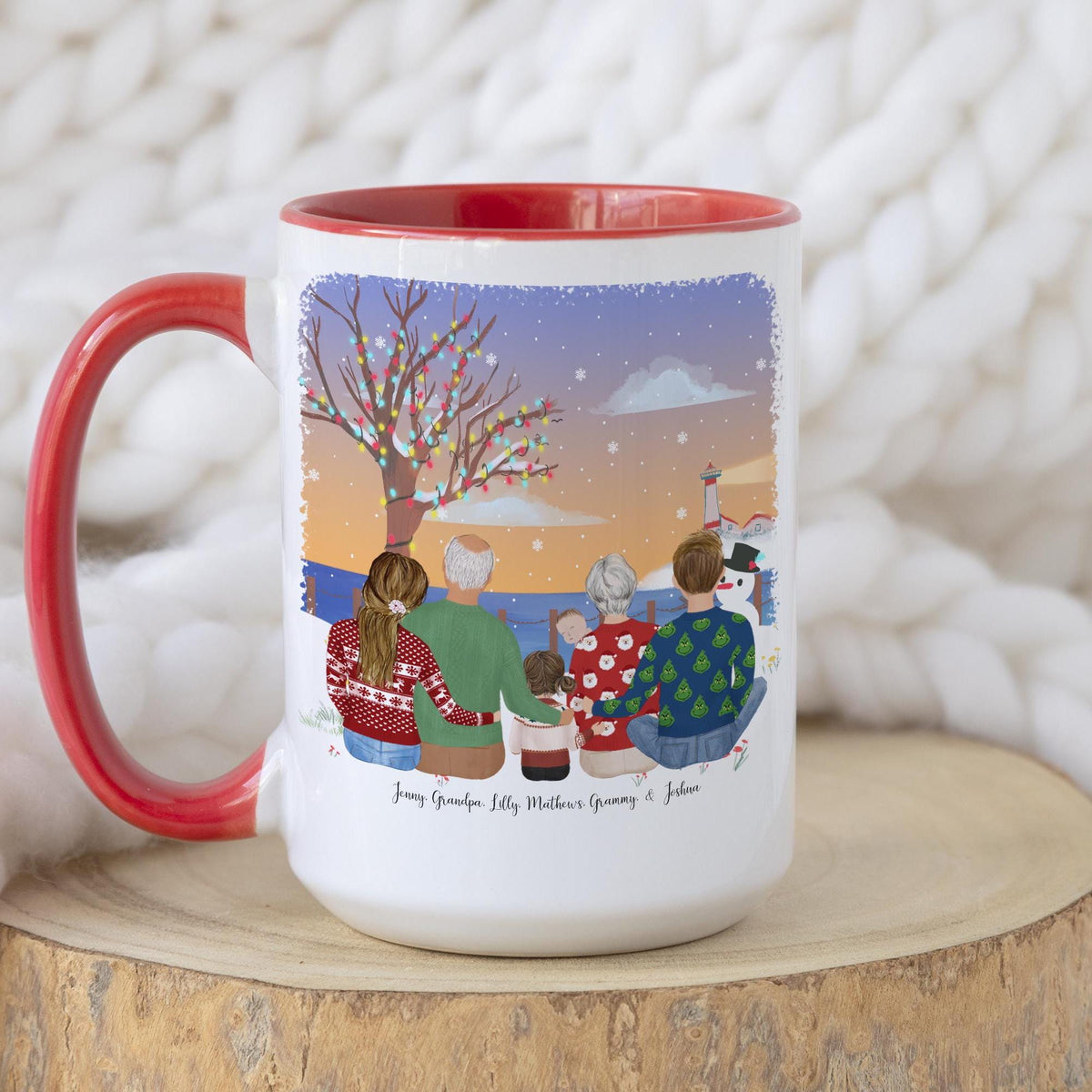 Grandparents and Grandkids Family Personalized Coffee Mug | Custom Illustration | Mother's Day Gift