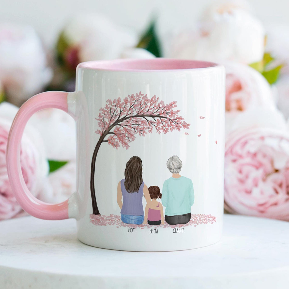 Grandma personalized coffee mug - custom illustrated gift by Catia Creative