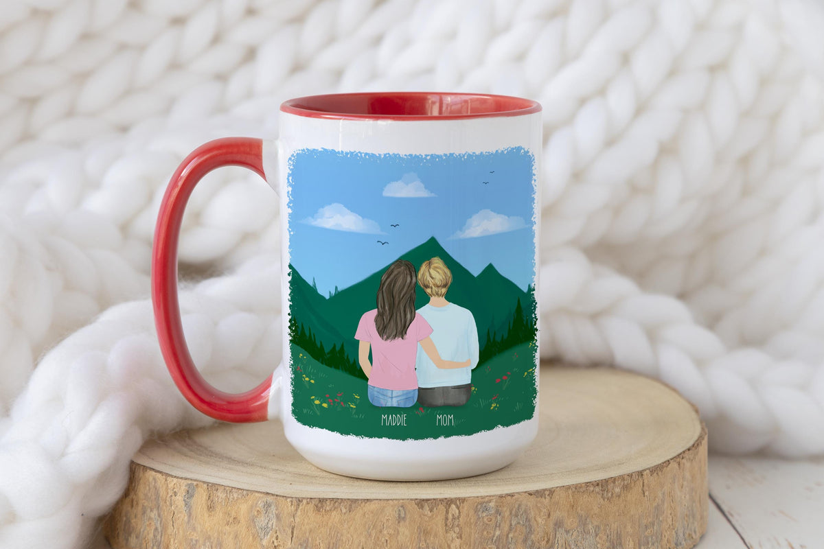Mom and Daughter Personalized Coffee Mug | Custom Illustration | Mother's Day Gift