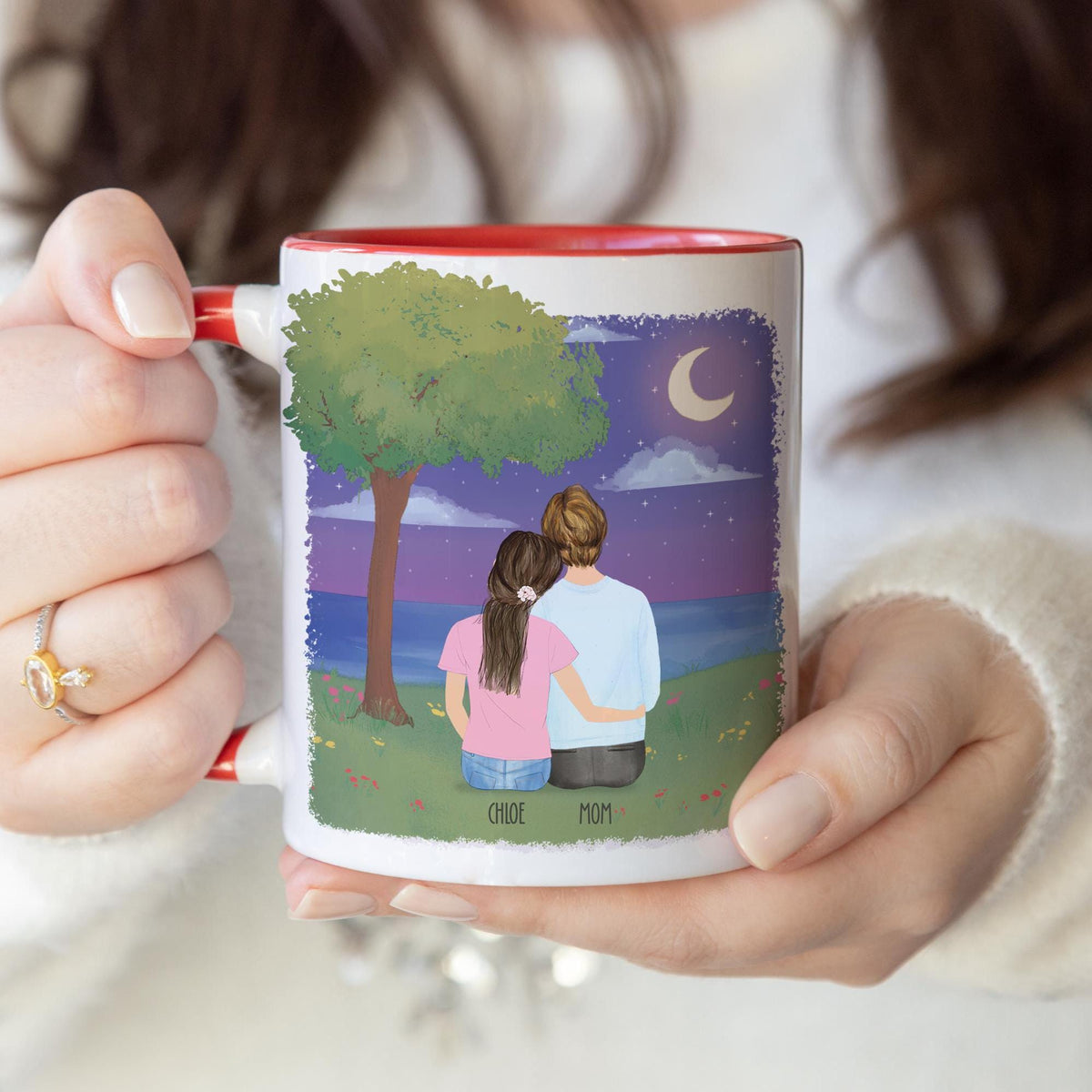 Mom and Daughter personalized coffee mug - custom illustrated gift by Catia Creative