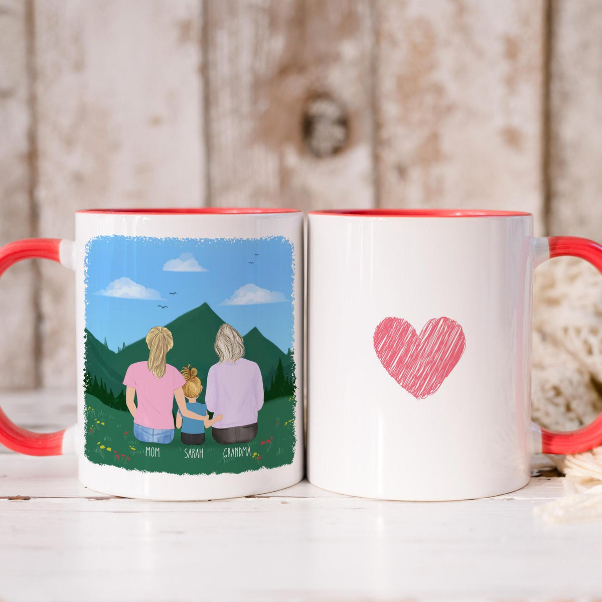 Grandma personalized coffee mug - custom illustrated gift by Catia Creative