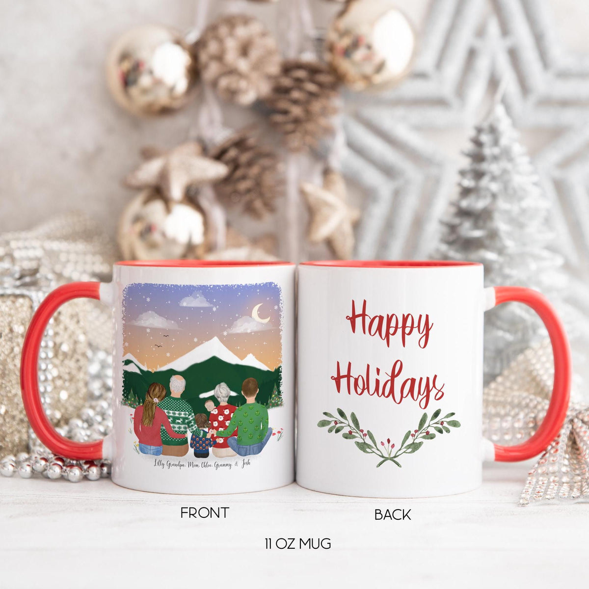 Grandparents with Grandkids Personalized Coffee Mug | Custom Illustration | Mother's Day Gift