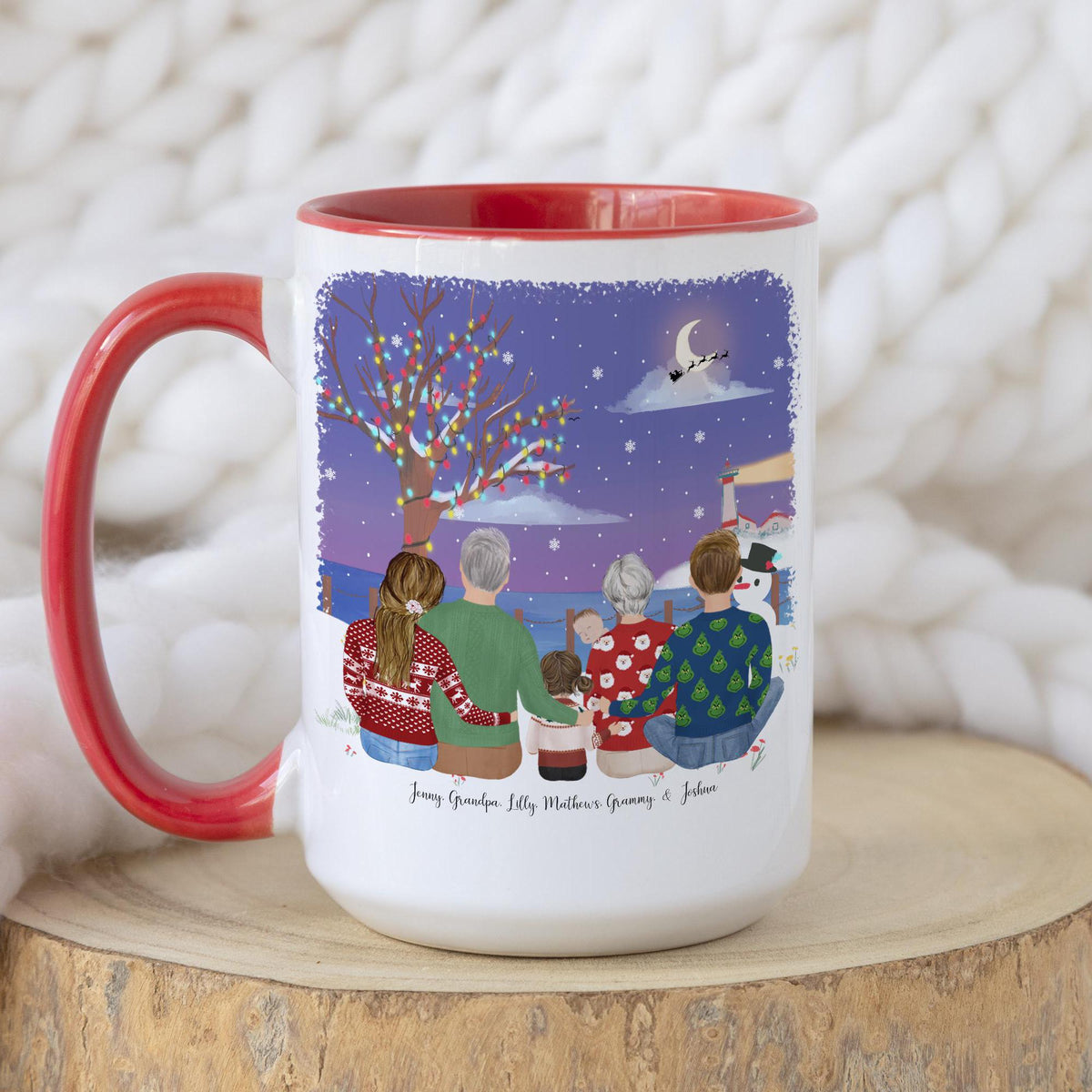 Grandparents and Grandkids Family Personalized Coffee Mug | Custom Illustration | Mother's Day Gift