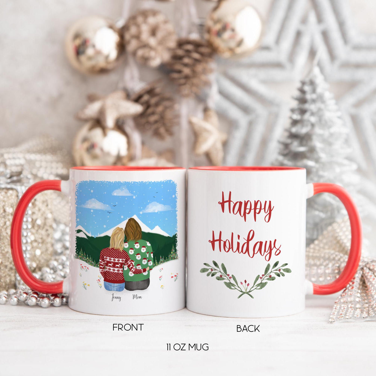 Mom and Daughter Custom Mug Personalized Coffee Mug | Custom Illustration | Mother's Day Gift