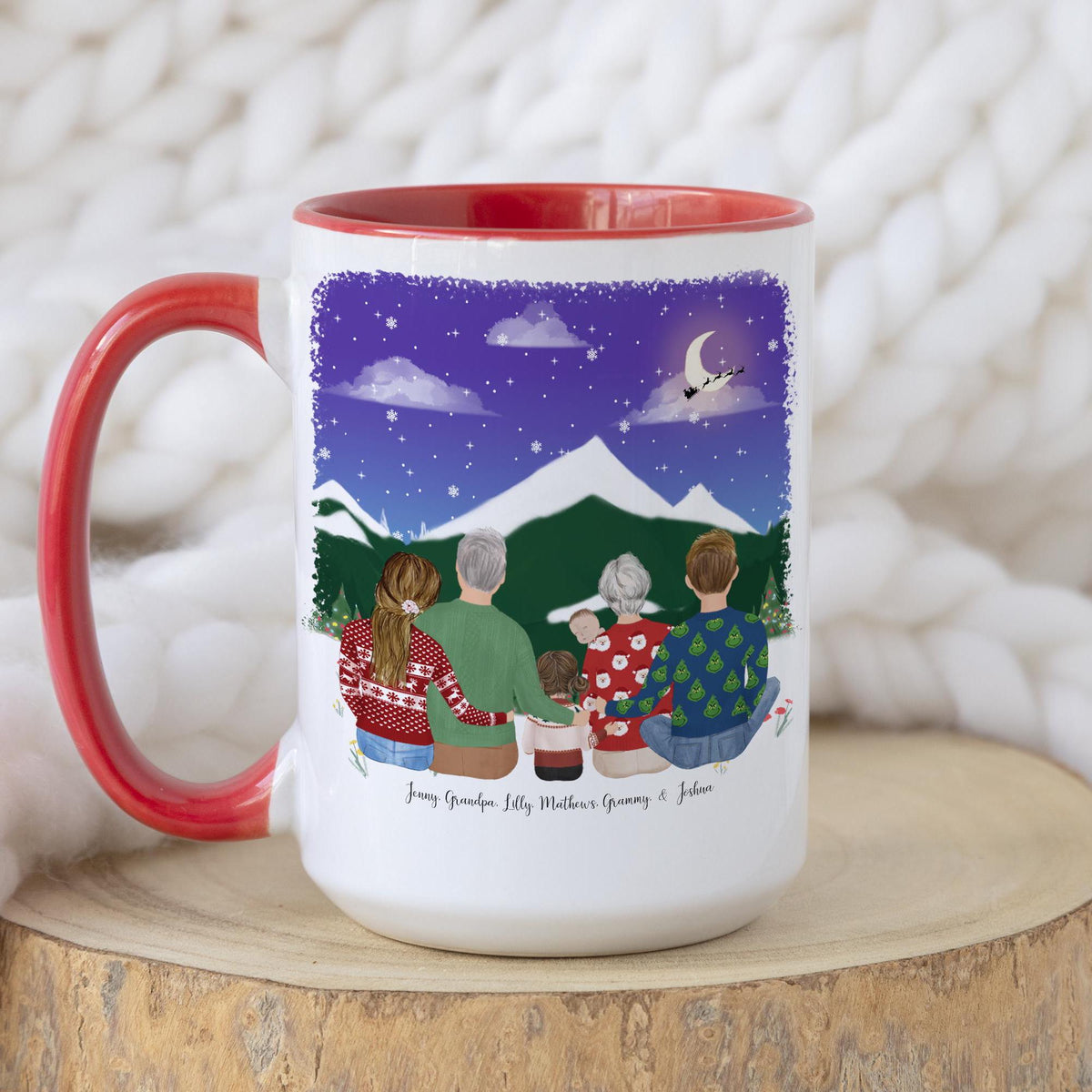 Grandparents with Grandkids Personalized Coffee Mug | Custom Illustration | Mother's Day Gift
