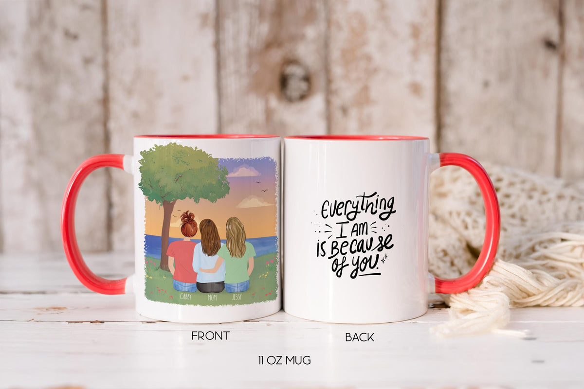 Mom and Daughters Personalized Coffee Mug | Custom Illustration | Mother's Day Gift