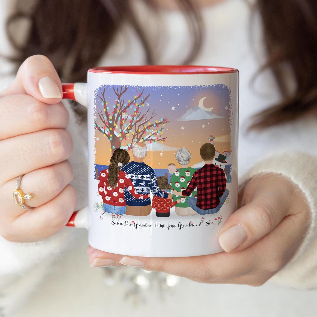 Grandparents and Grandkids Family personalized coffee mug - custom illustrated gift by Catia Creative