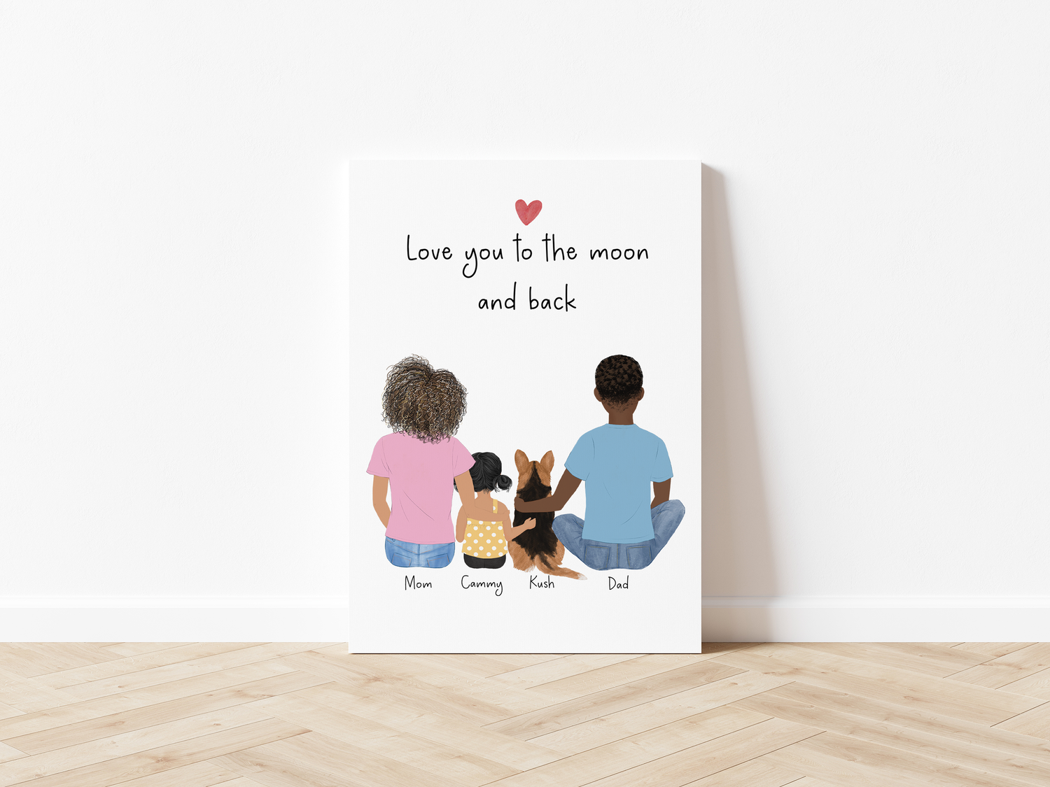 Personalized Framed Wall Art for Young Family and Pets