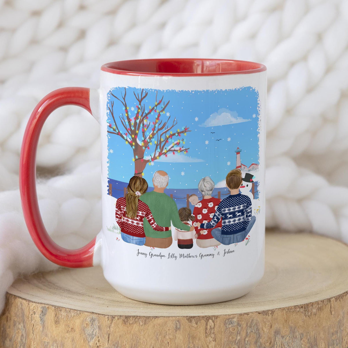 With Grandparents and Grandkids Gift for Grandmother Holiday Gift Idea for Mom Personalized Coffee Mug | Mother's Day Gift