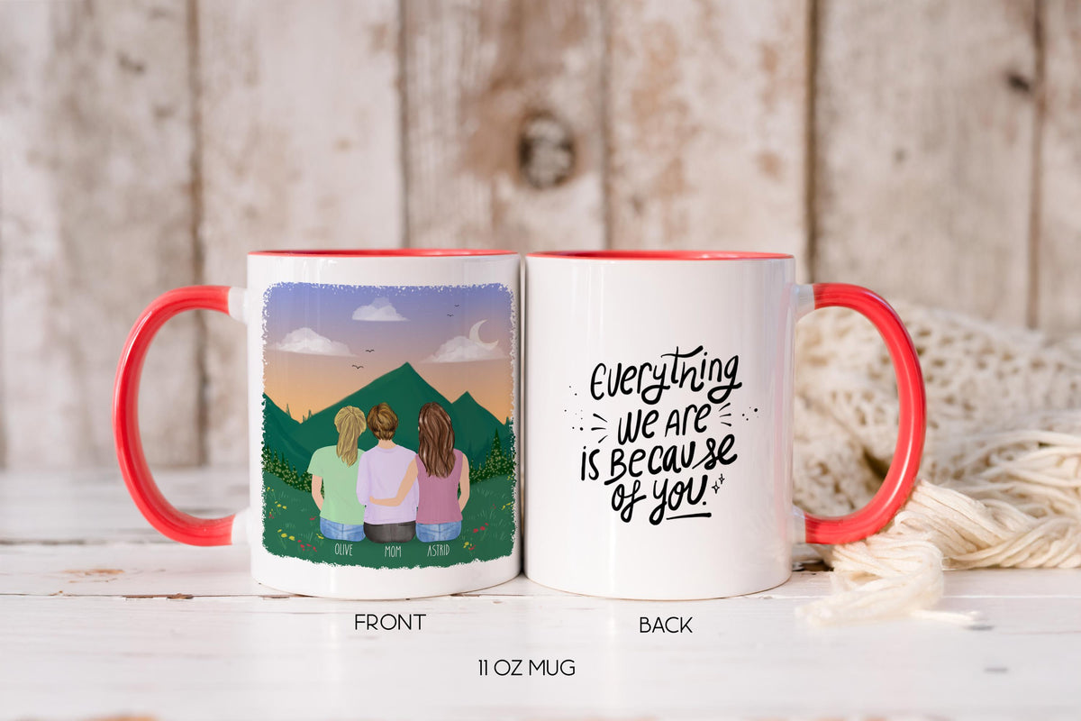 Mom and Daughters Personalized Coffee Mug | Custom Illustration | Mother's Day Gift