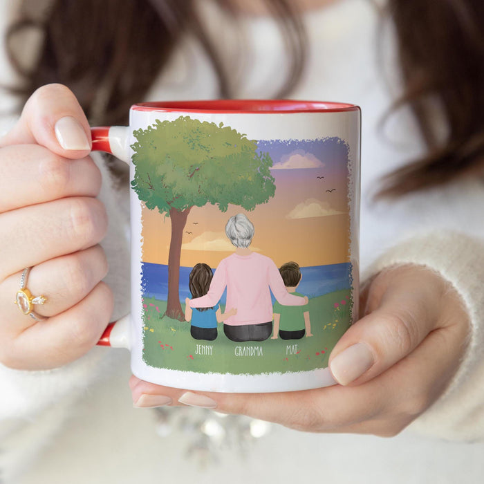 Grandmother and Kids Personalized Coffee Mug | Custom Illustration | Mother's Day Gift