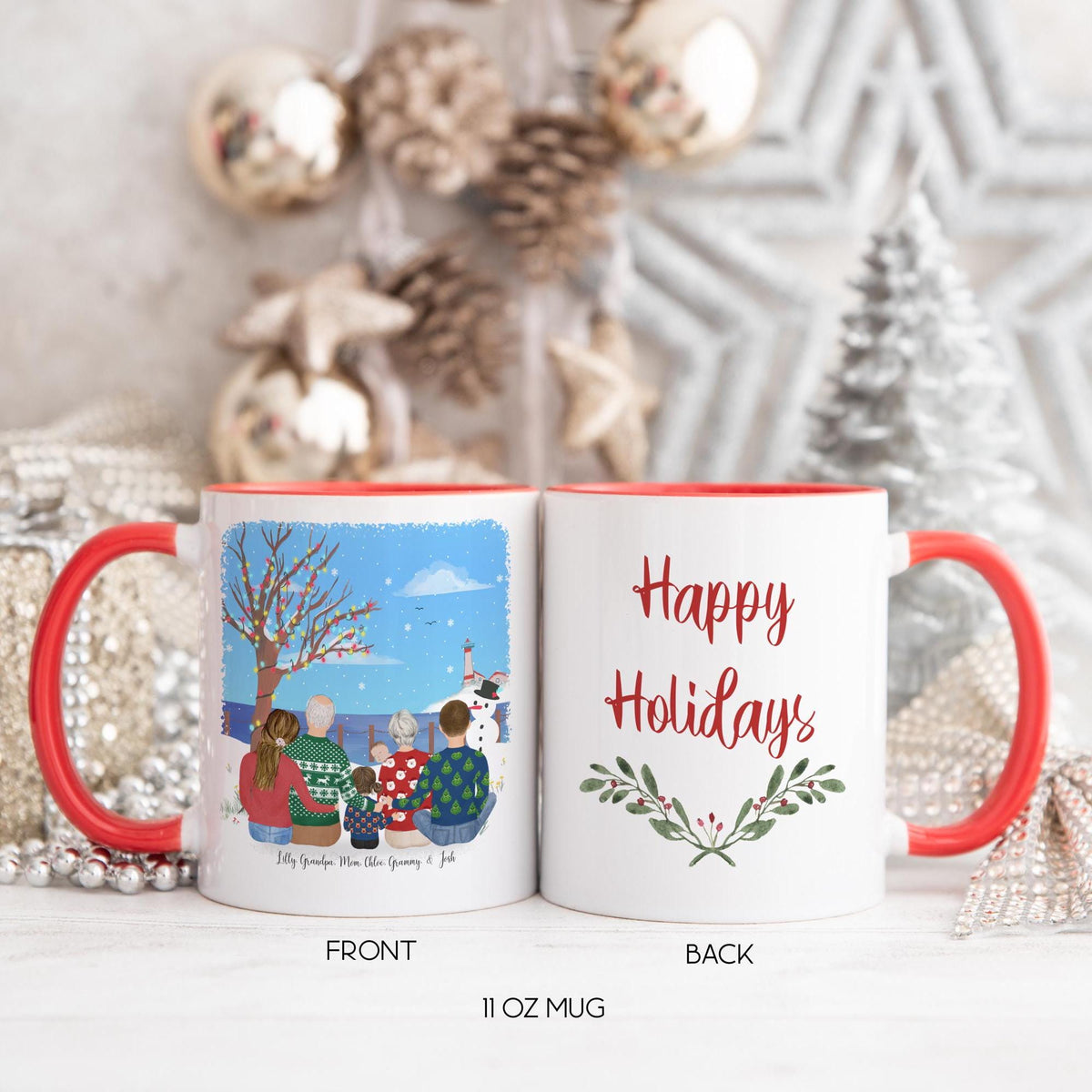 With Grandparents and Grandkids Gift for Grandmother Holiday Gift Idea for Mom Personalized Coffee Mug | Mother's Day Gift