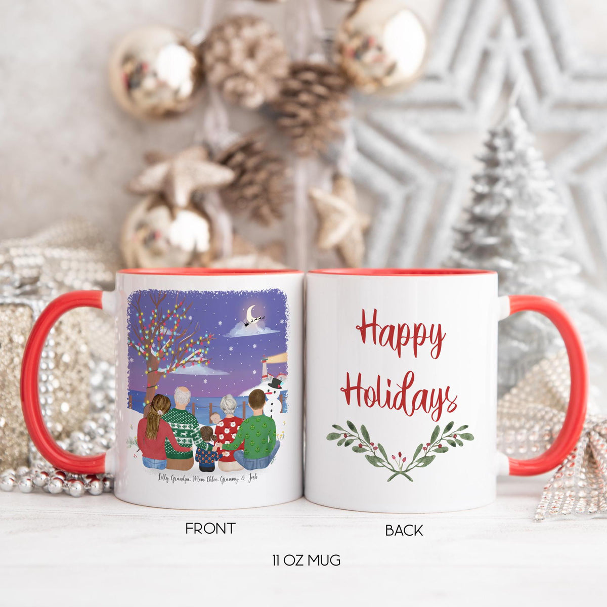 Grandparents and Grandkids Family Personalized Coffee Mug | Custom Illustration | Mother's Day Gift