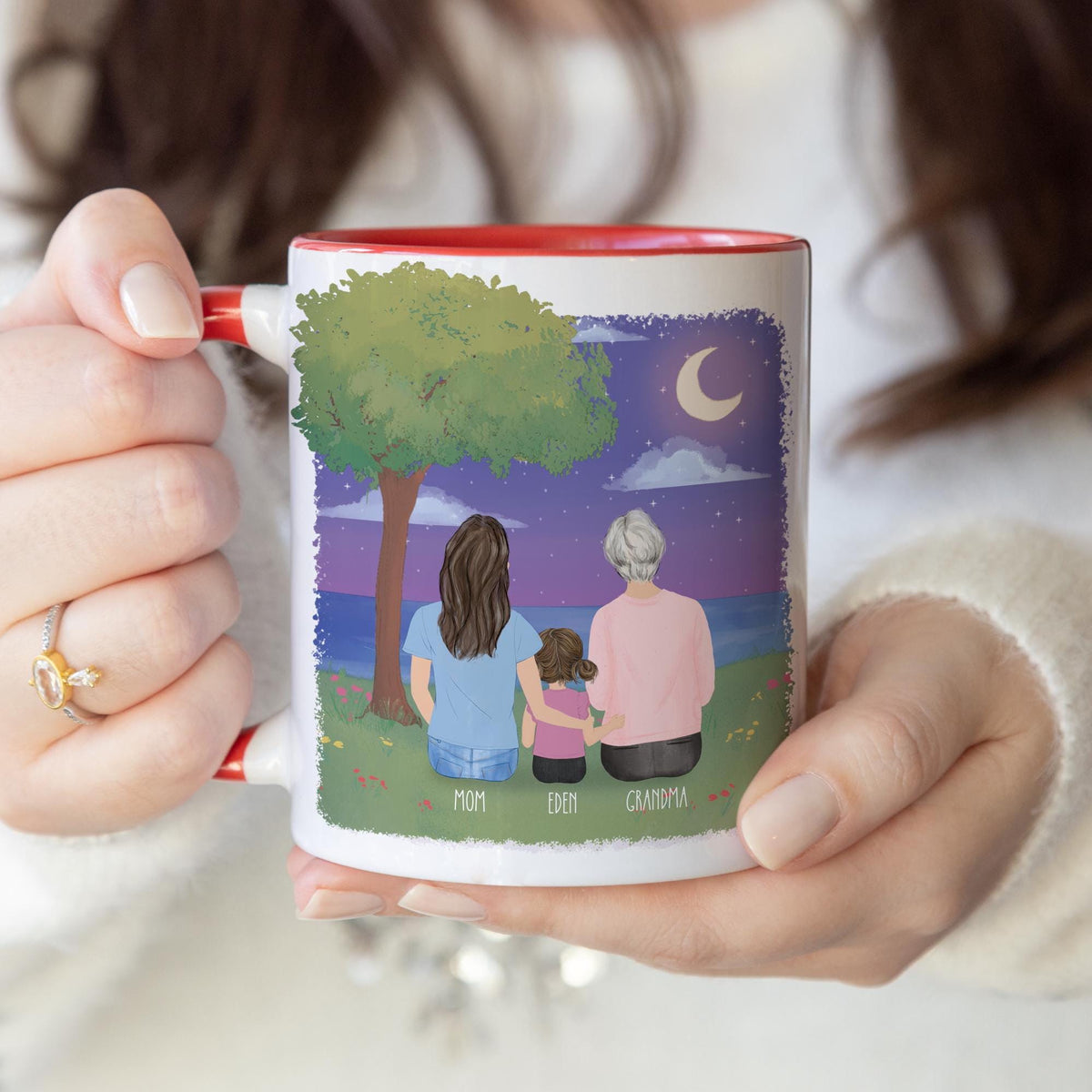 Grandma personalized coffee mug - custom illustrated gift by Catia Creative