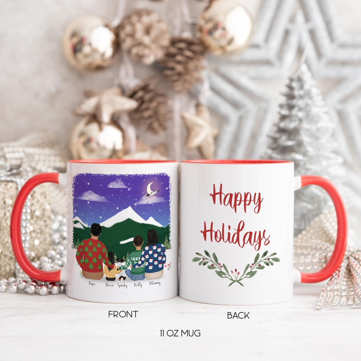 With Family and Pets Birthday Gift Idea for Dad Personalized Coffee Mug | Mother's Day Gift