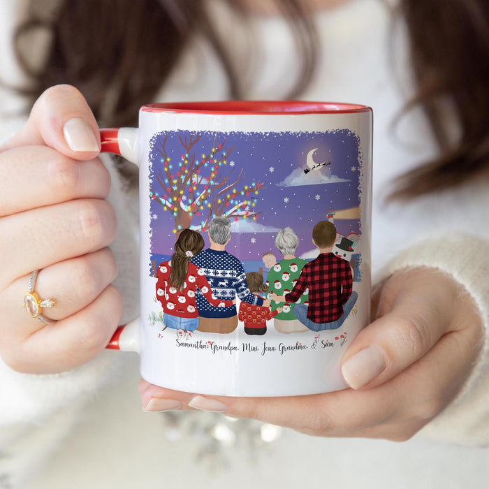 Grandparents and Grandkids Family Personalized Coffee Mug | Custom Illustration | Mother's Day Gift