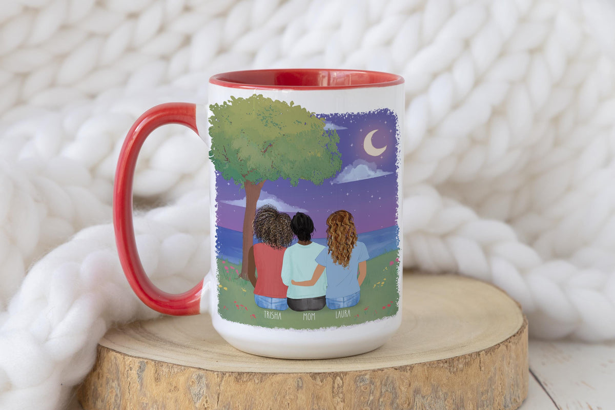 Mom and Daughters Personalized Coffee Mug | Custom Illustration | Mother's Day Gift