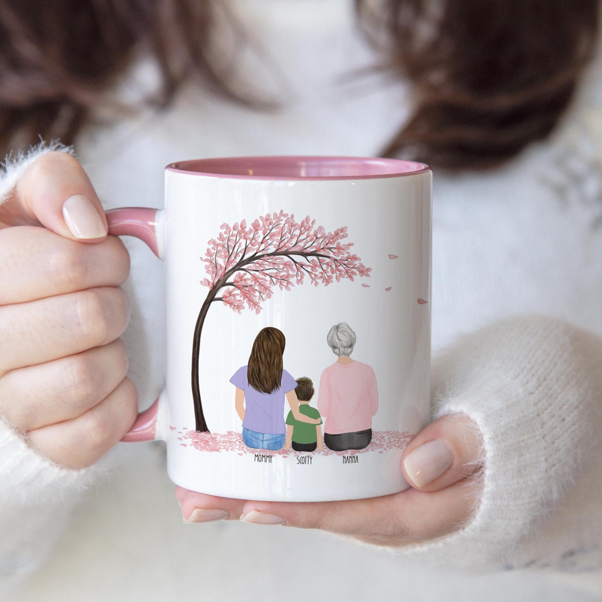 Grandma personalized coffee mug - custom illustrated gift by Catia Creative