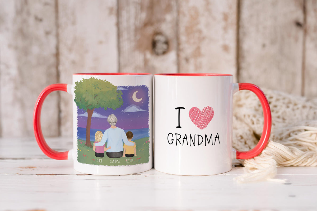 Grandmother and Kids Personalized Coffee Mug | Custom Illustration | Mother's Day Gift