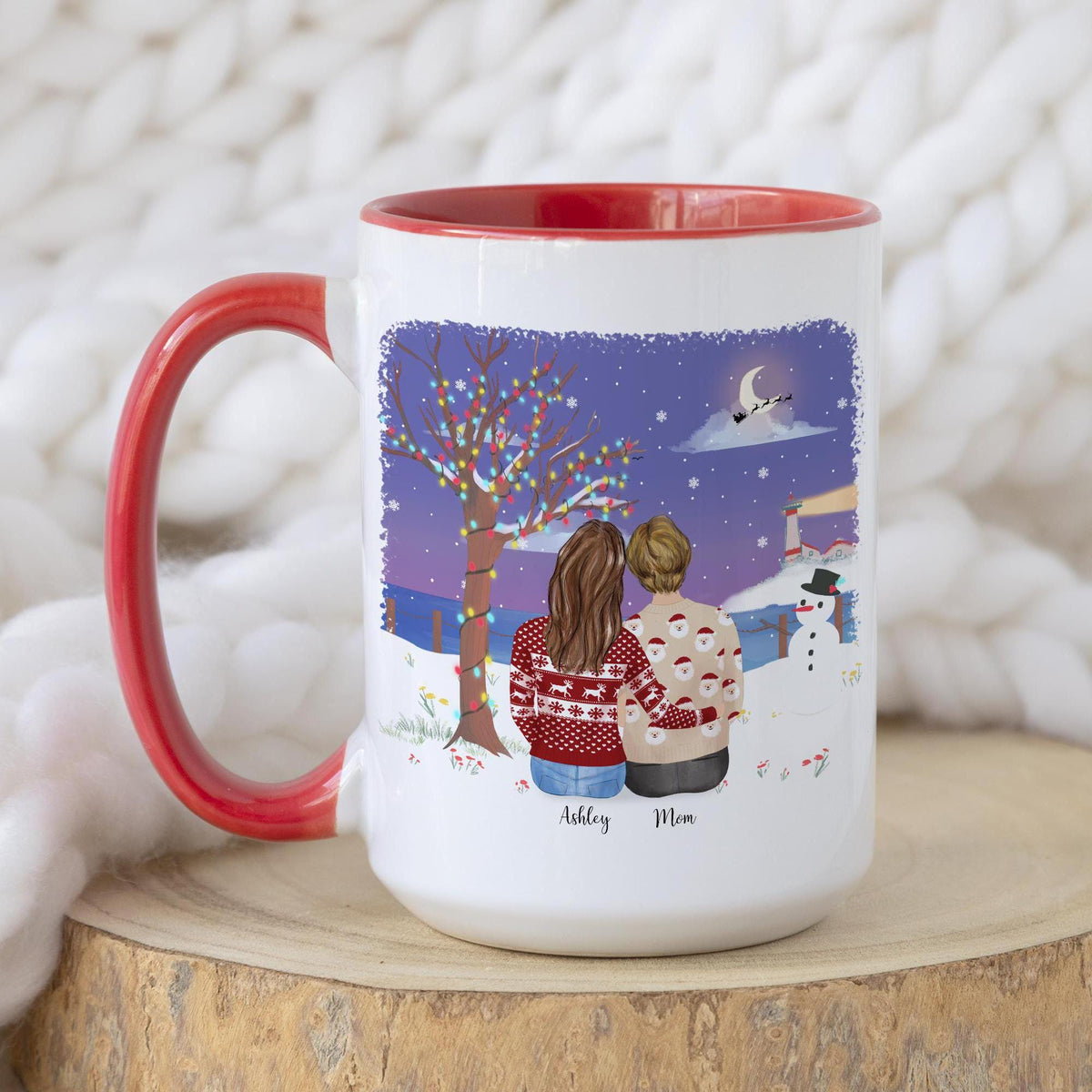 With Mom and Daughter Mother Personalized Coffee Mug | Custom Illustration | Mother's Day Gift