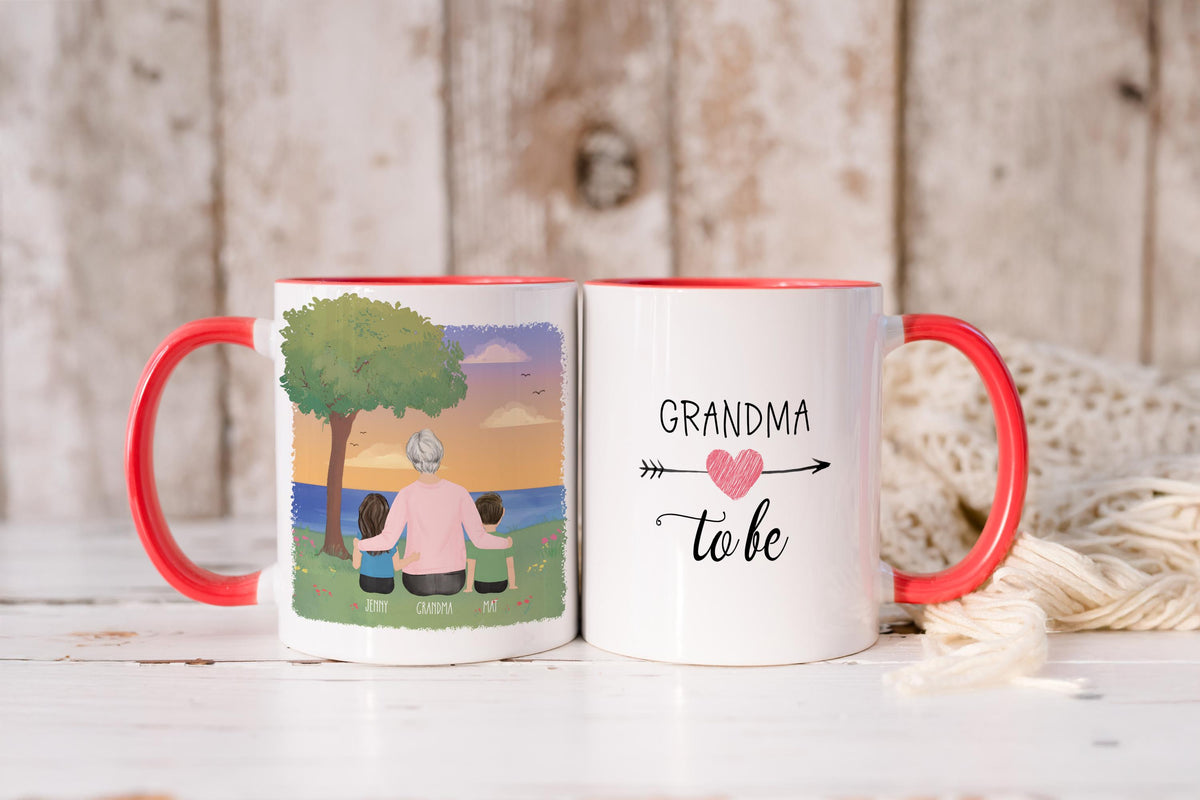 Grandmother and Kids Personalized Coffee Mug | Custom Illustration | Mother's Day Gift