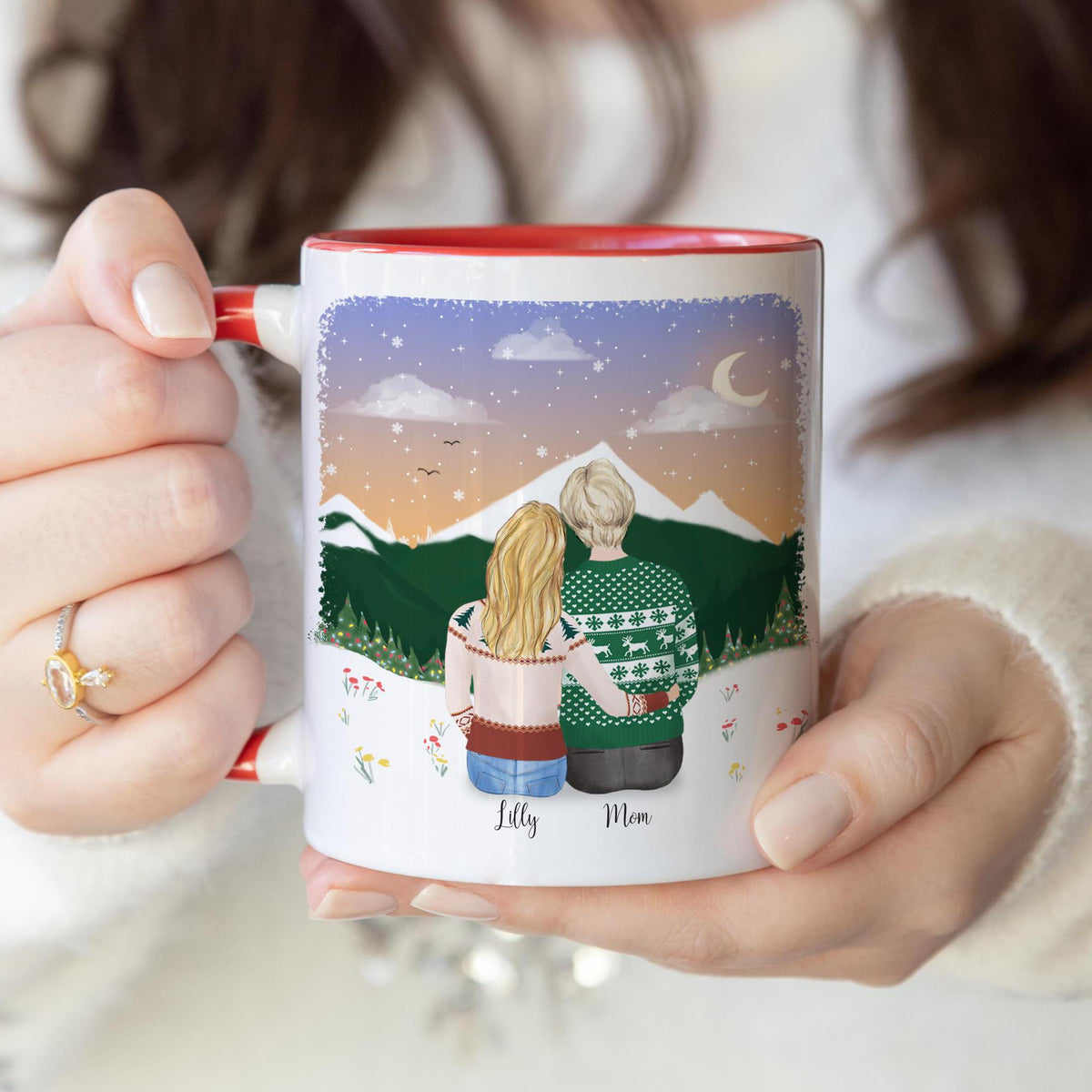 Mom and Daughter personalized coffee mug - custom illustrated gift by Catia Creative