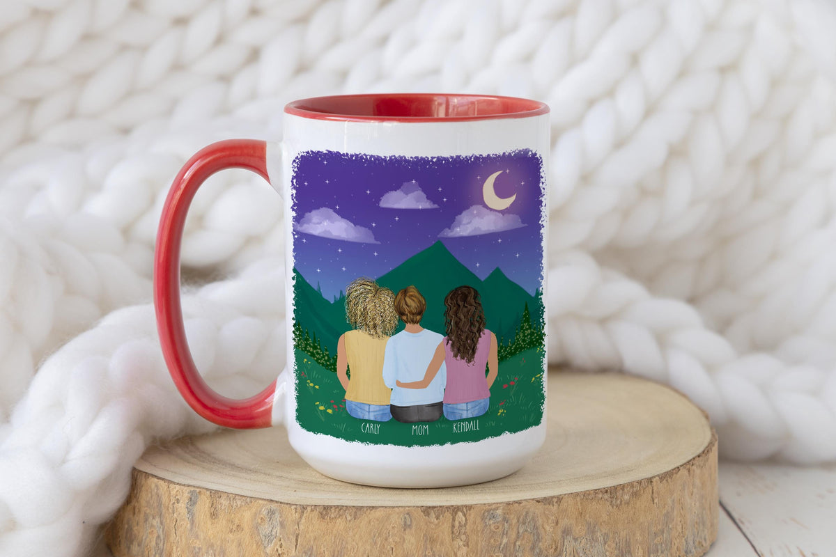 Mom and Daughters Personalized Coffee Mug | Custom Illustration | Mother's Day Gift