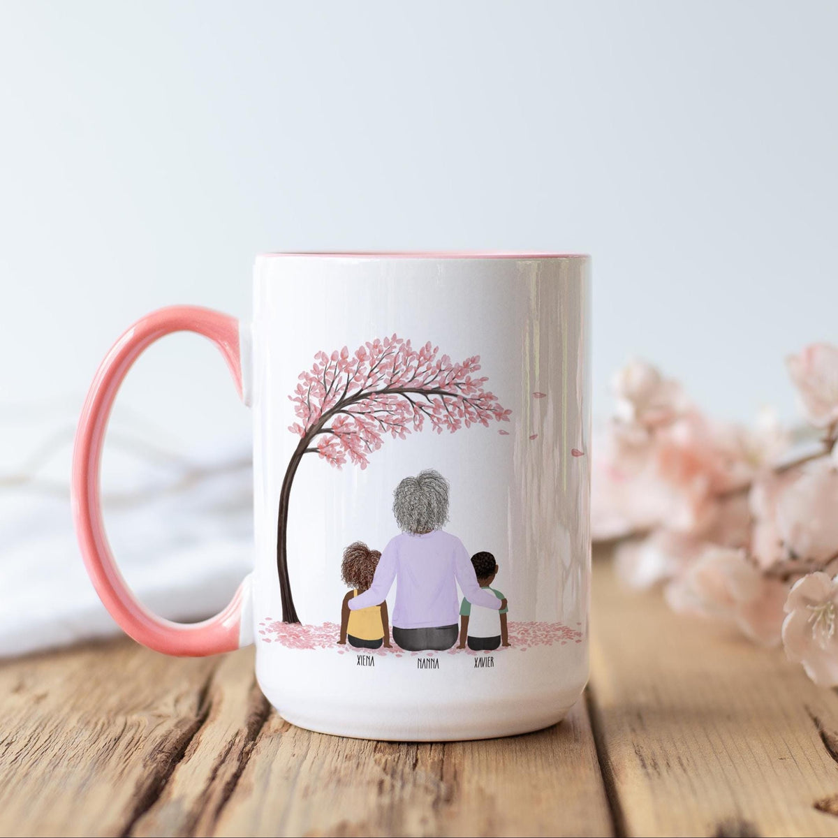 Grandmother and Kids Personalized Coffee Mug | Custom Illustration | Mother's Day Gift
