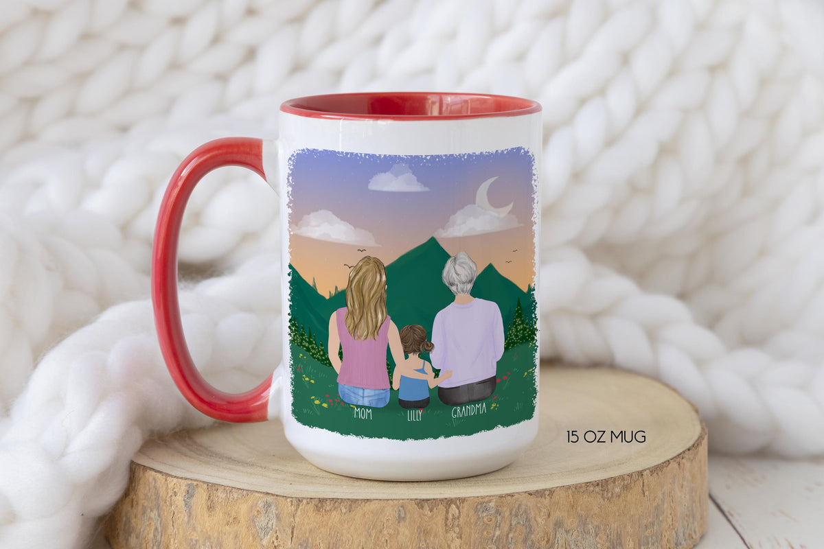 Grandma Personalized Coffee Mug | Custom Illustration | Mother's Day Gift